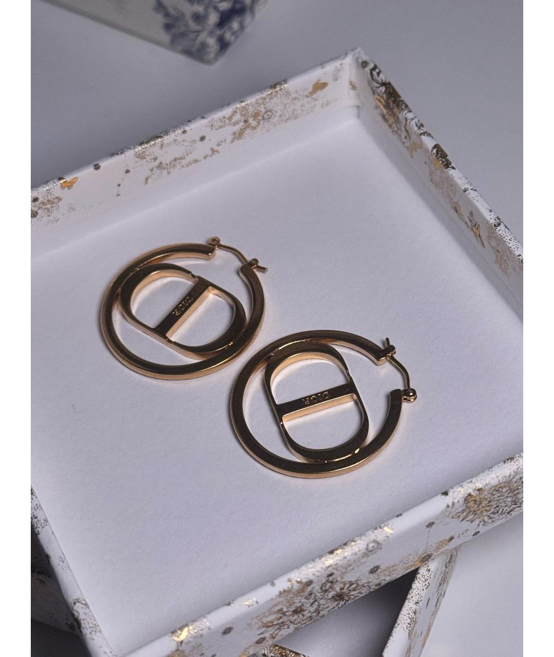 CHRISTIAN DIOR Золотые металлические серьги, фото 6