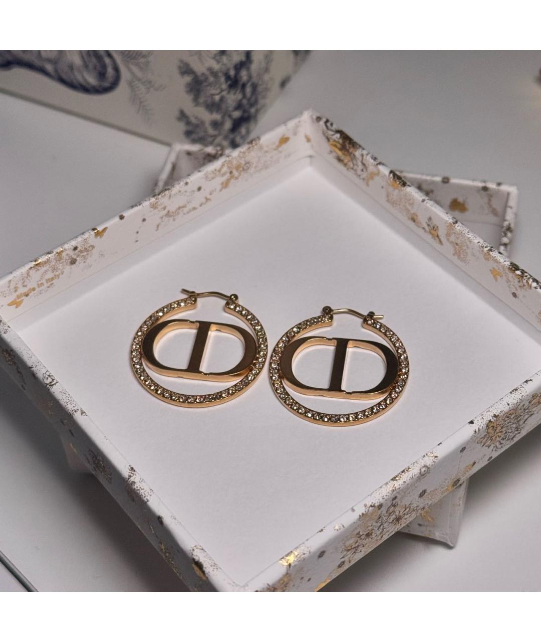 CHRISTIAN DIOR Золотые металлические серьги, фото 9