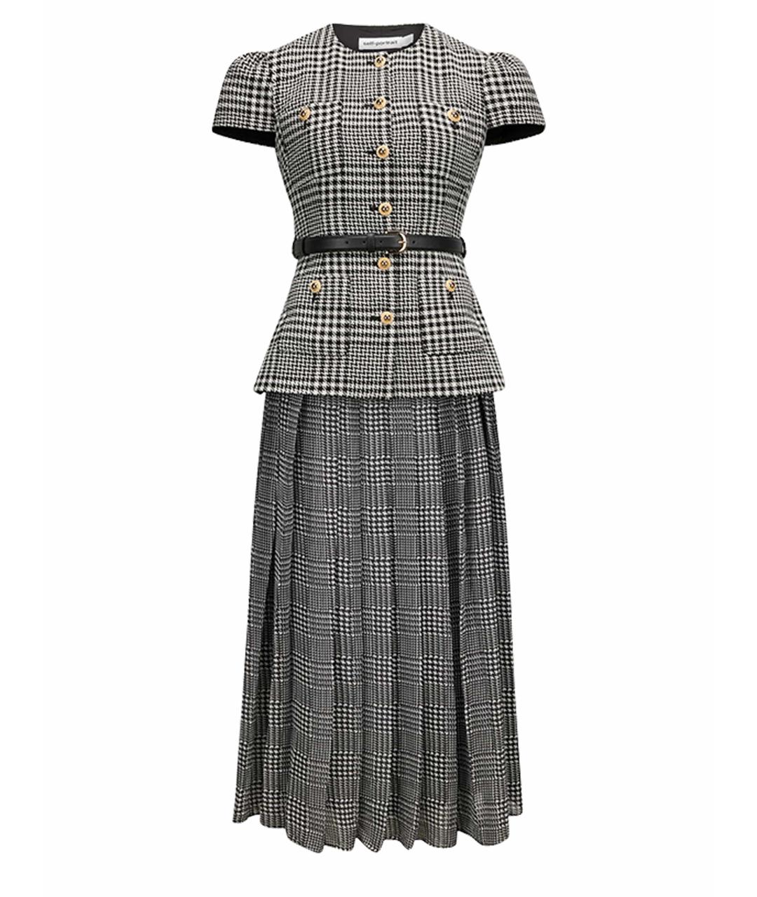 SELF-PORTRAIT Серое шерстяное коктейльное платье, фото 1