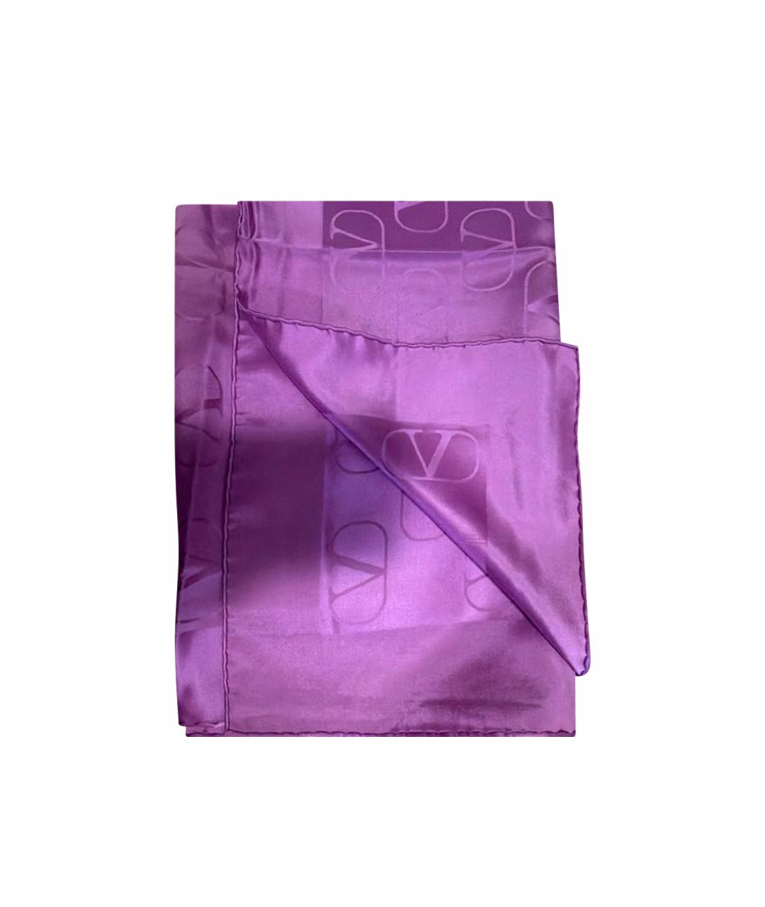 VALENTINO Фиолетовый шелковый платок, фото 1