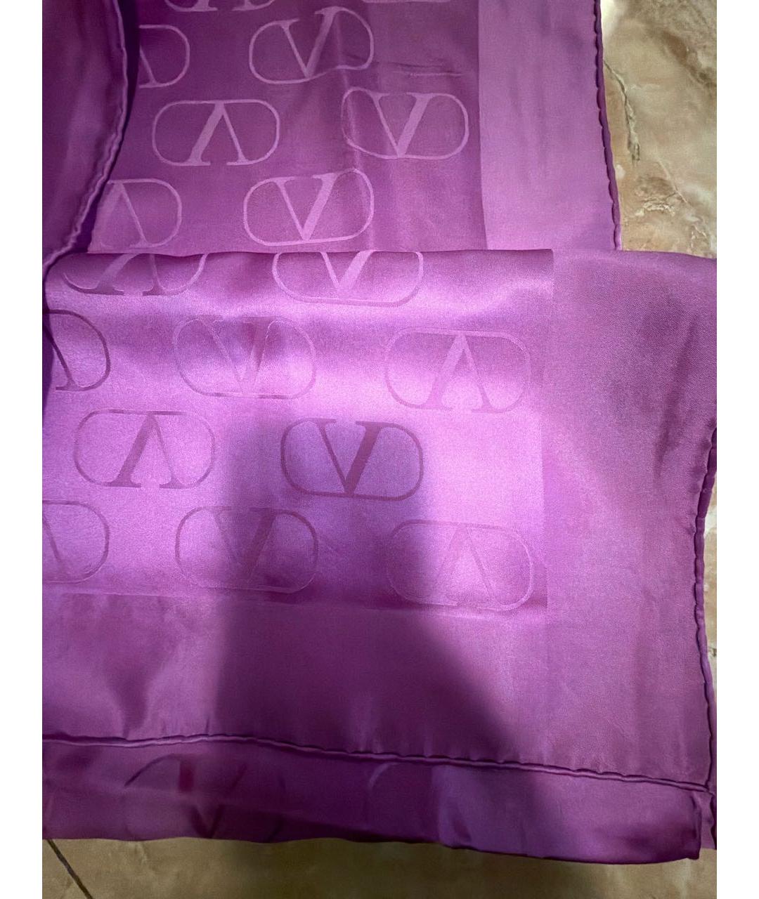 VALENTINO Фиолетовый шелковый платок, фото 2