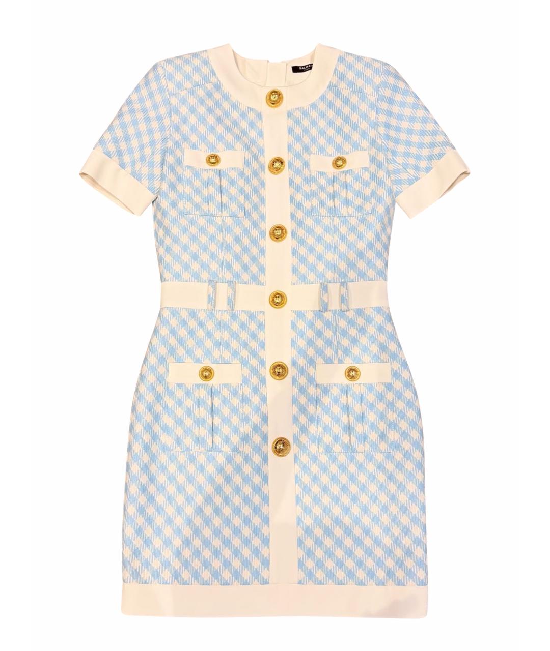 BALMAIN Голубое полиэстеровое коктейльное платье, фото 1