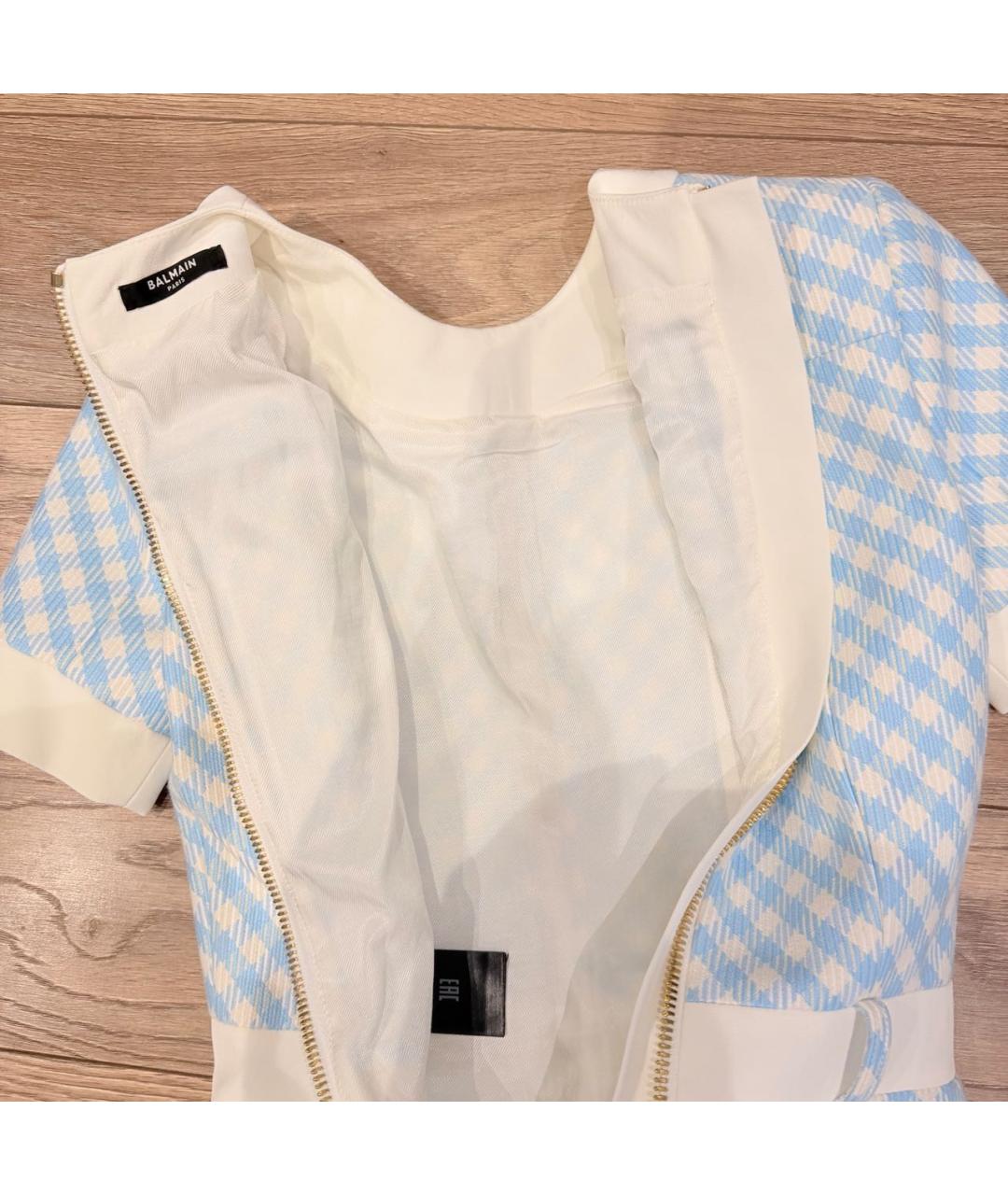 BALMAIN Голубое полиэстеровое коктейльное платье, фото 3