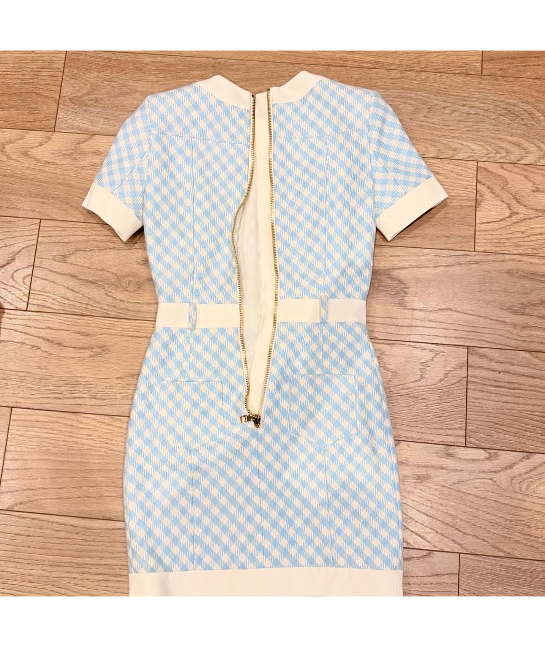 BALMAIN Голубое полиэстеровое коктейльное платье, фото 2