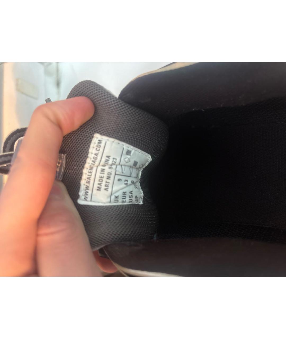 BALENCIAGA Антрацитовые низкие кроссовки / кеды из искусственной кожи, фото 5