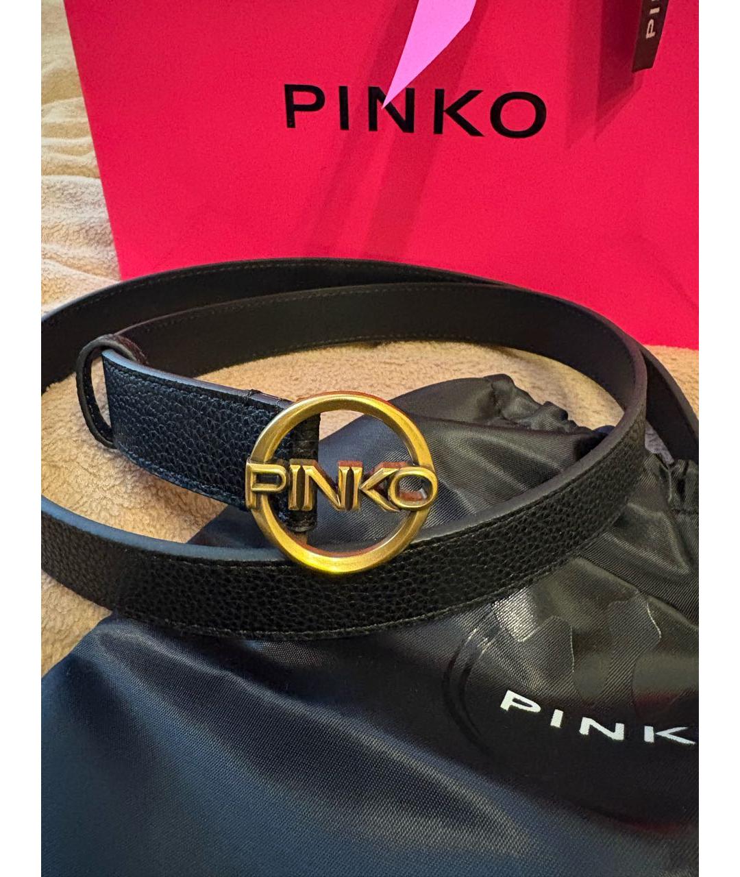 PINKO Черный кожаный ремень, фото 4