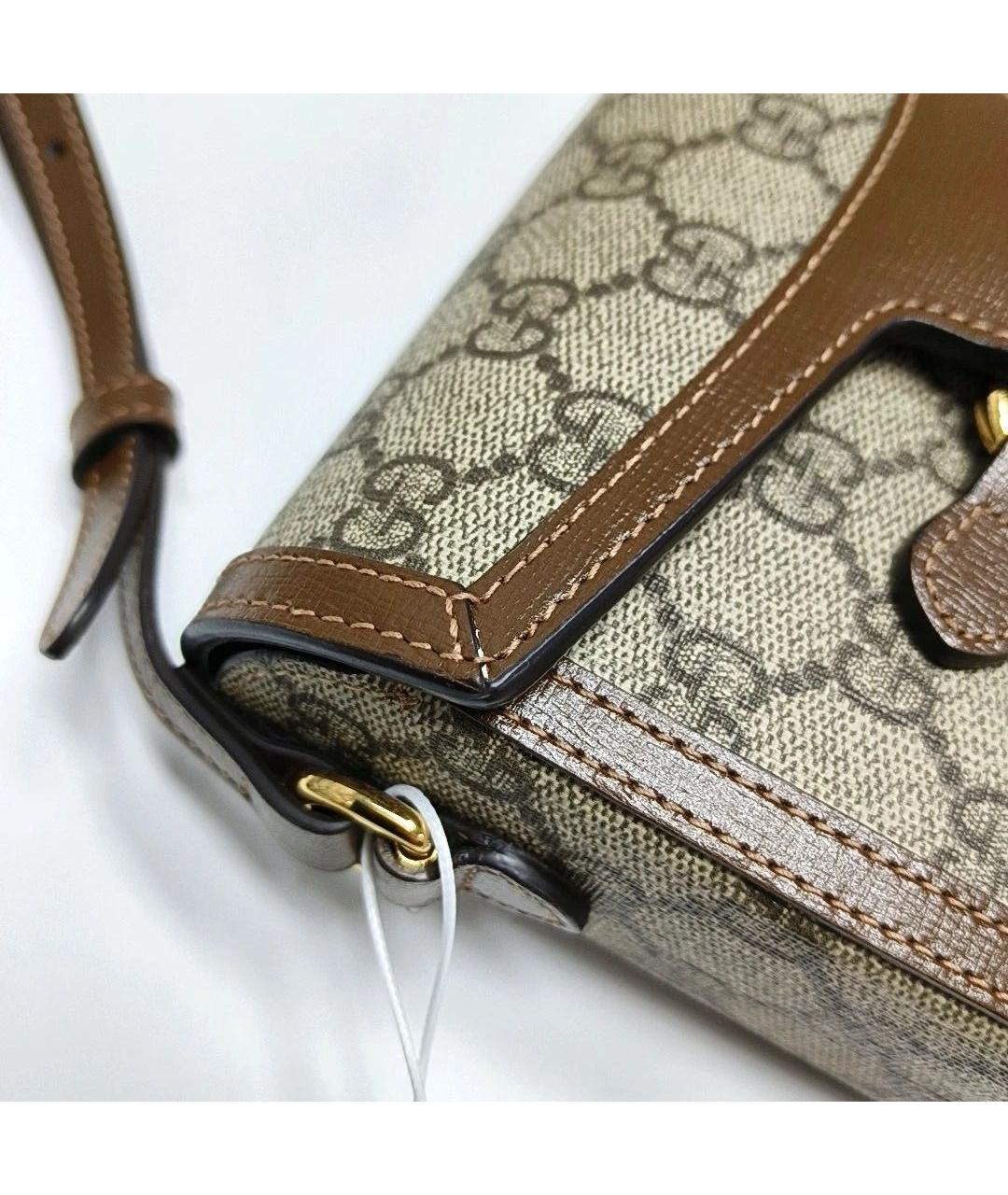 GUCCI Коричневая кожаная сумка через плечо, фото 5