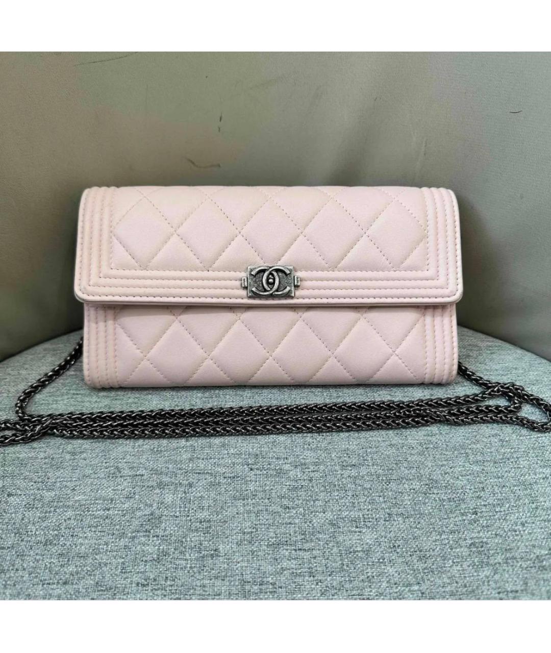CHANEL Розовая кожаная сумка через плечо, фото 10