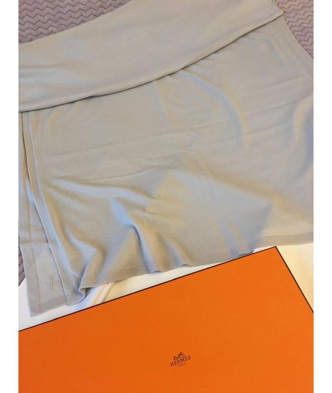 HERMES Серый шерстяной шарф, фото 2