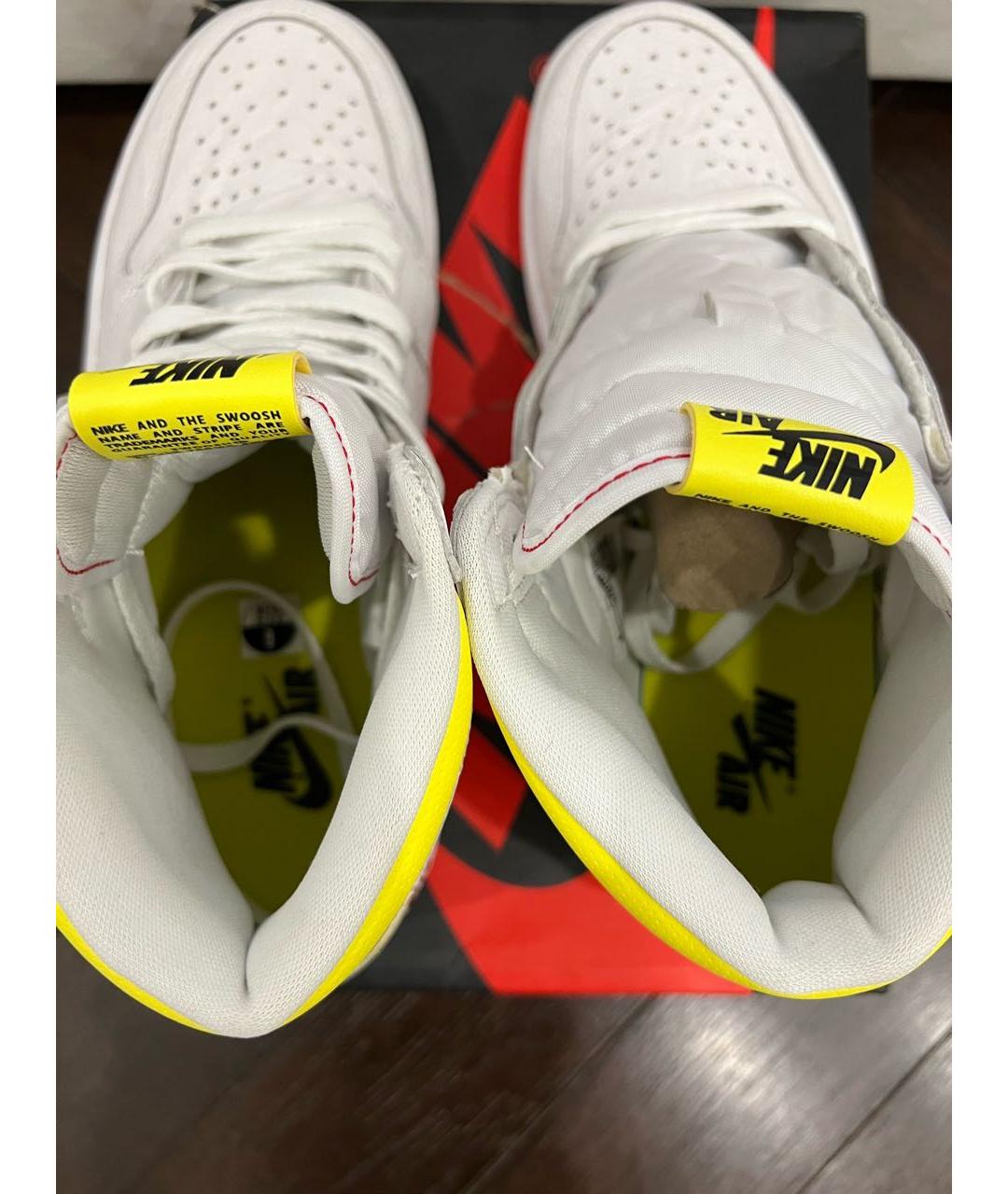 JORDAN Белые кожаные высокие кроссовки / кеды, фото 2