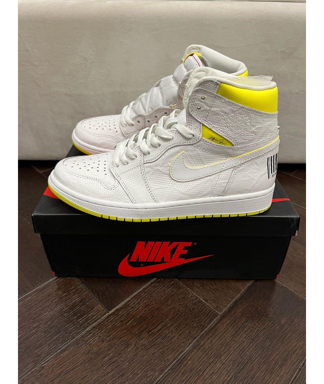 JORDAN Белые кожаные высокие кроссовки / кеды, фото 7