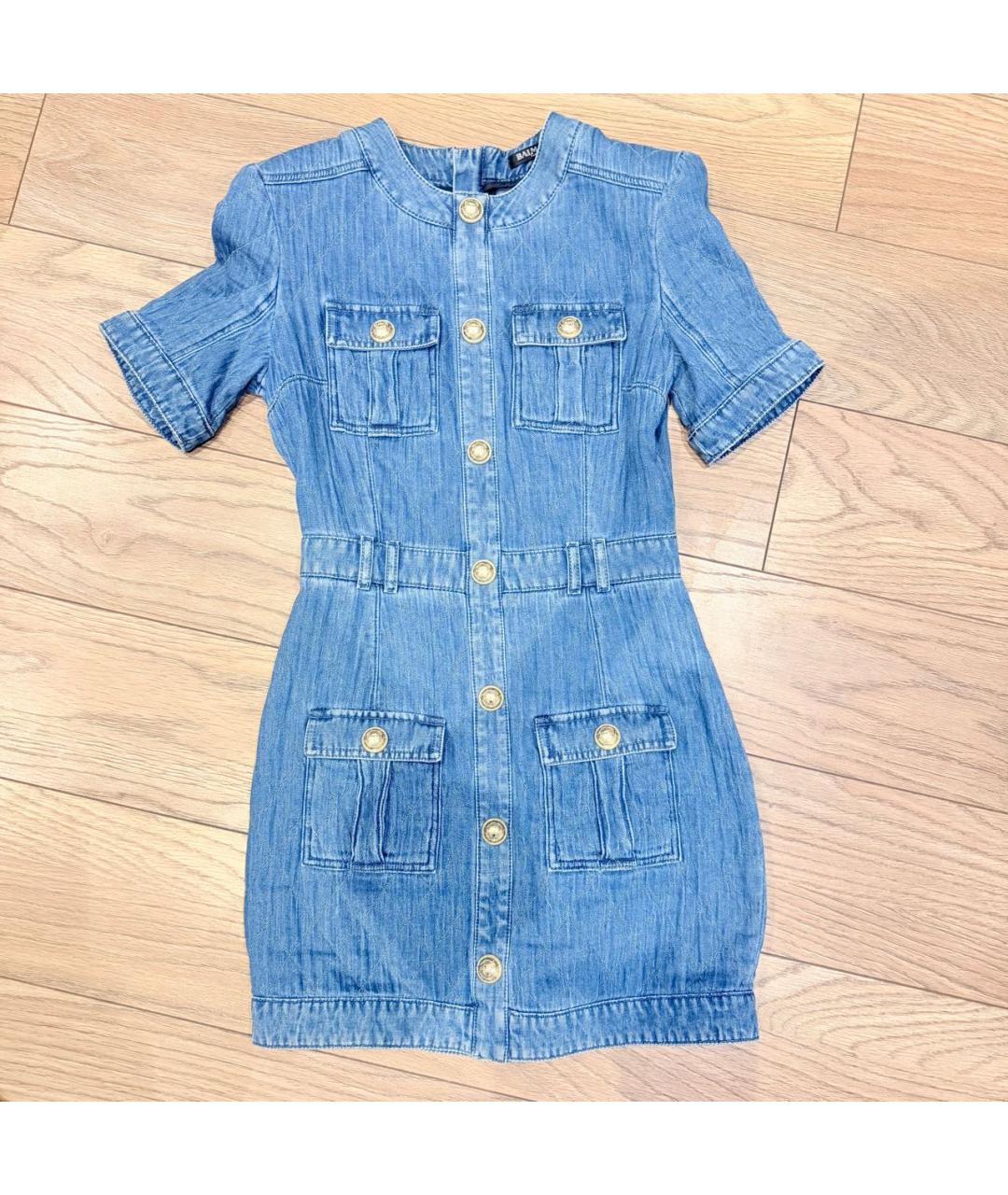 BALMAIN Синее хлопковое повседневное платье, фото 4