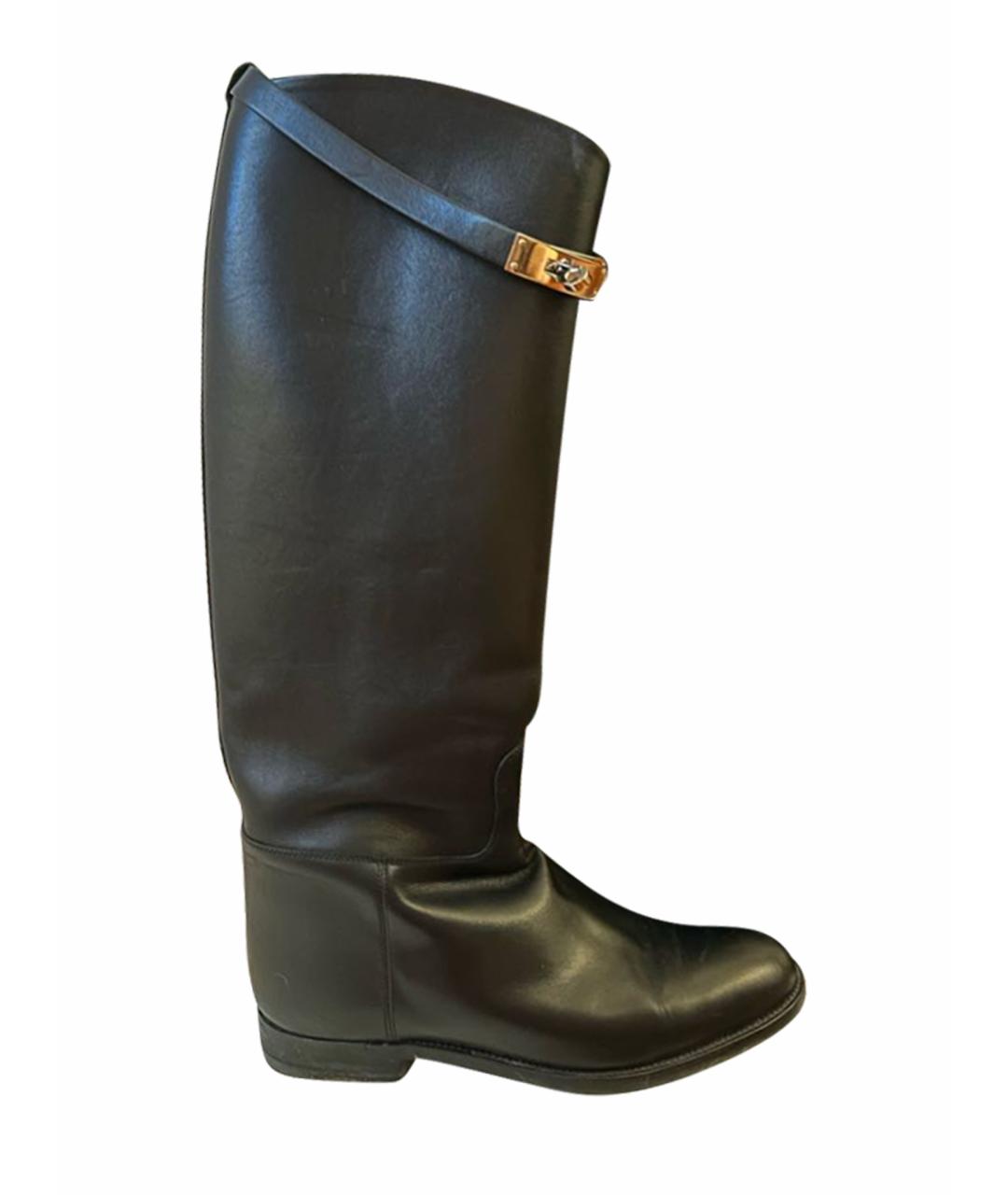 HERMES Черные кожаные сапоги, фото 1