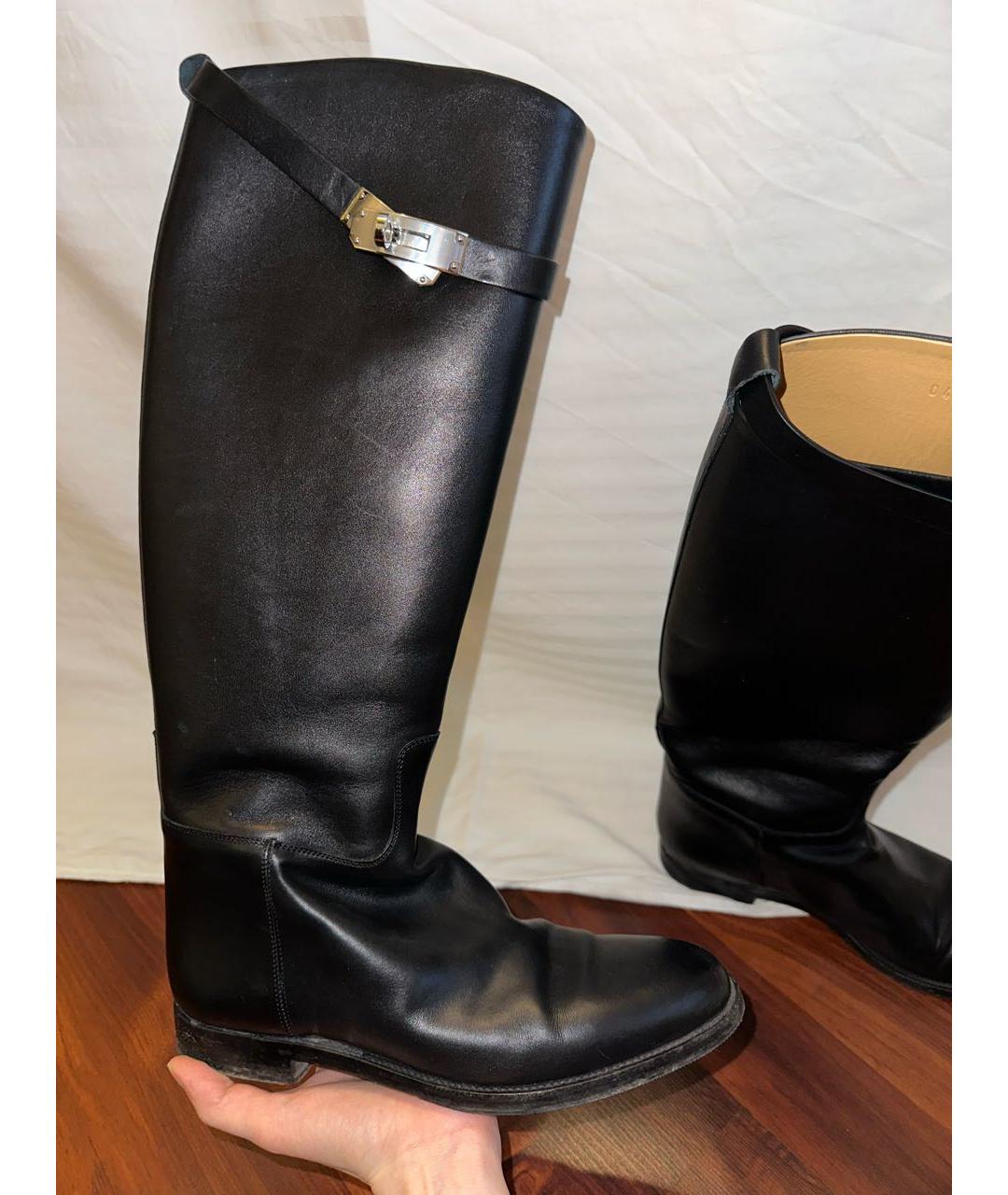 HERMES Черные кожаные сапоги, фото 5