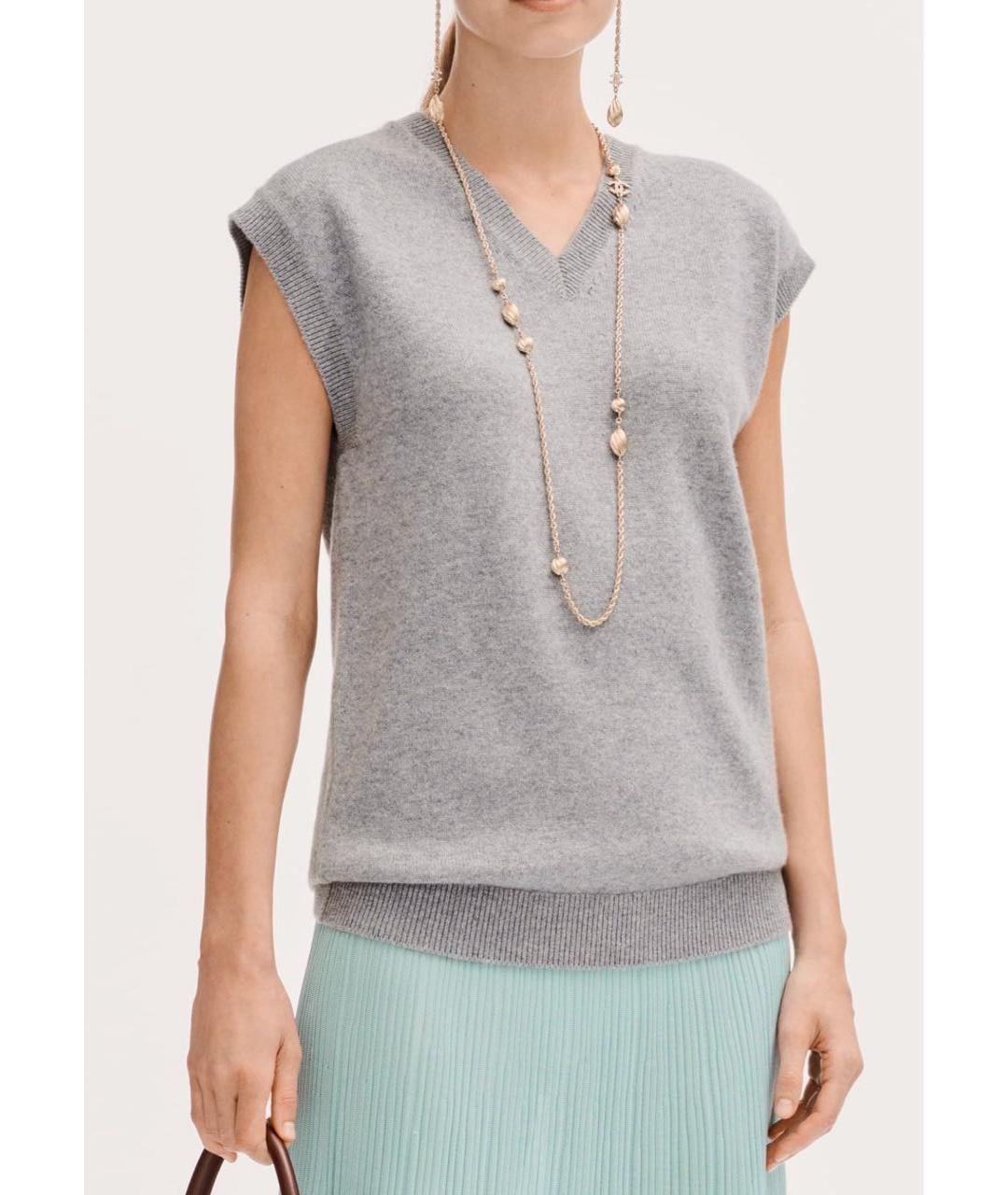 CHANEL Серая кашемировая жилетка, фото 4