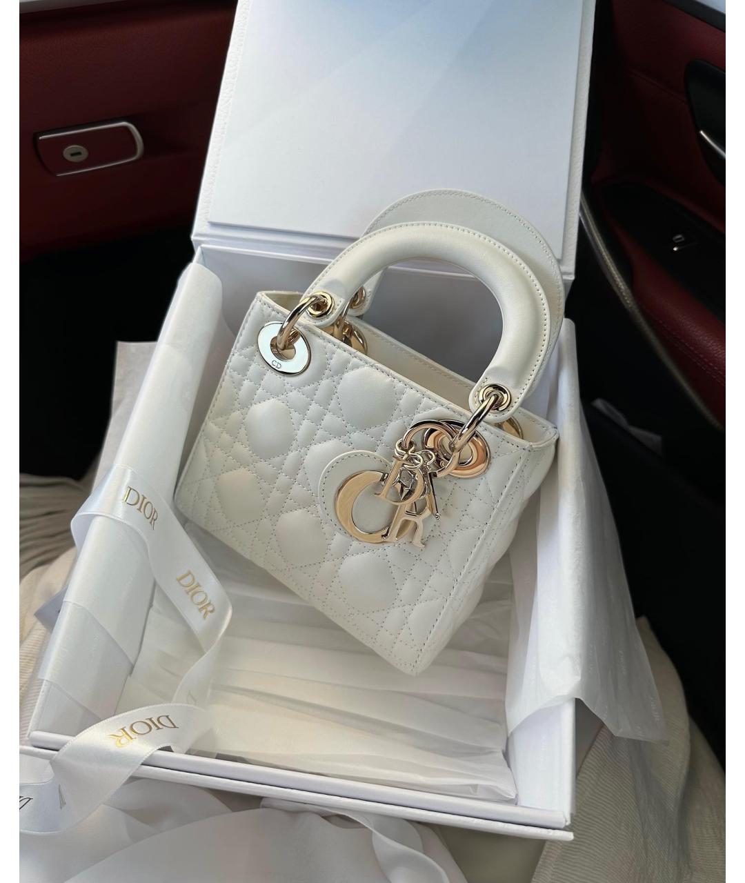 CHRISTIAN DIOR Белая кожаная сумка через плечо, фото 7