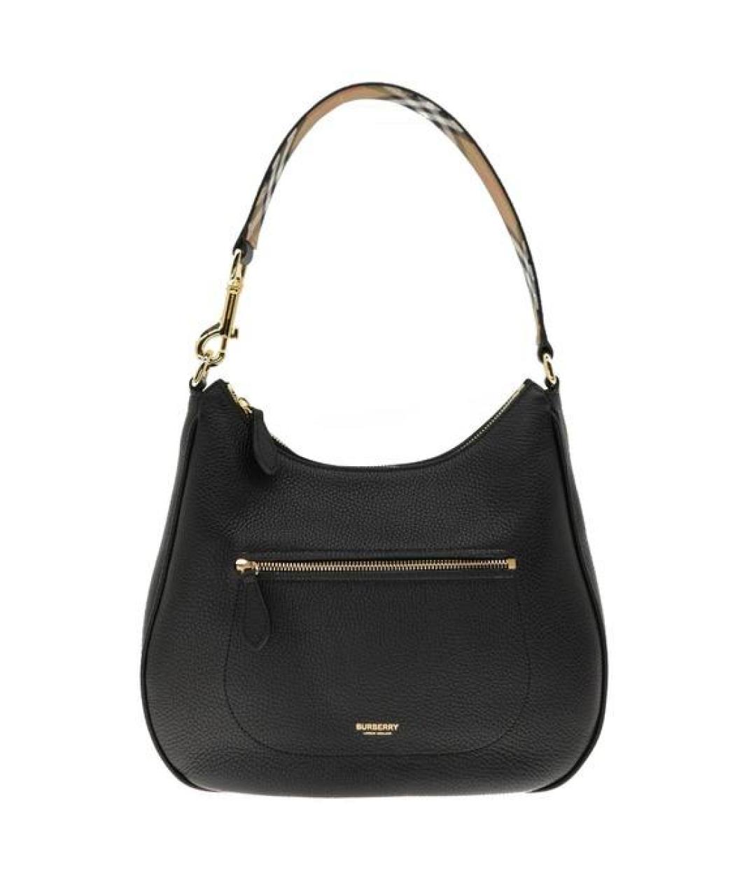 BURBERRY Черная кожаная сумка с короткими ручками, фото 5