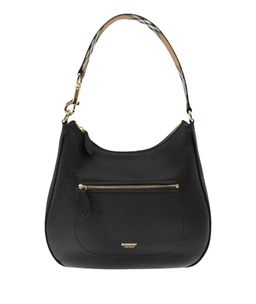 BURBERRY Черная кожаная сумка с короткими ручками, фото 1