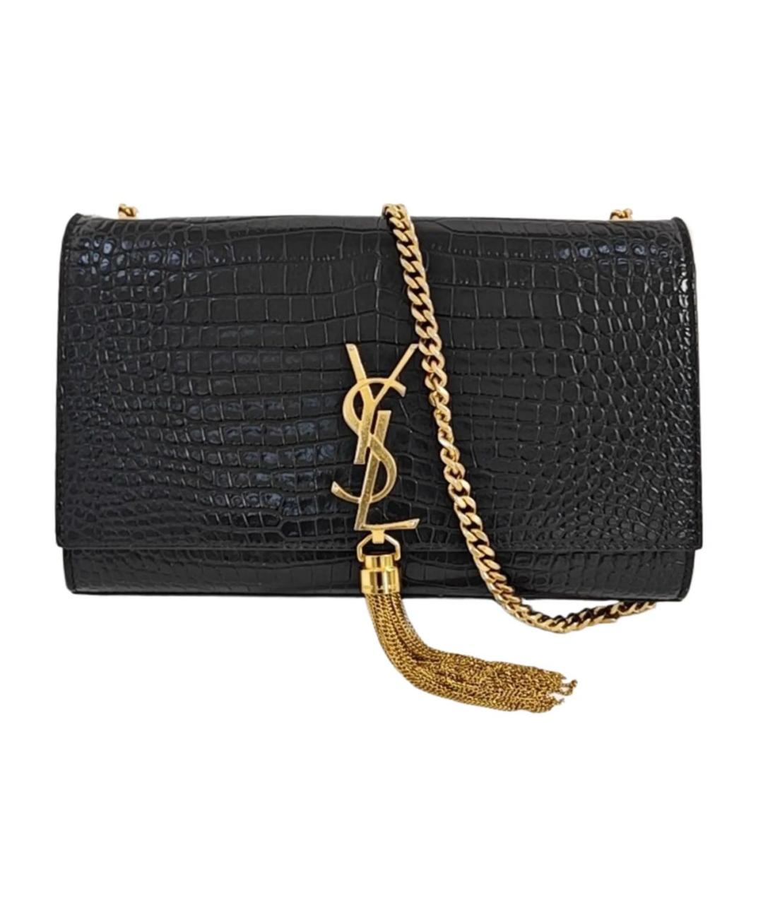 SAINT LAURENT Черная кожаная сумка через плечо, фото 7