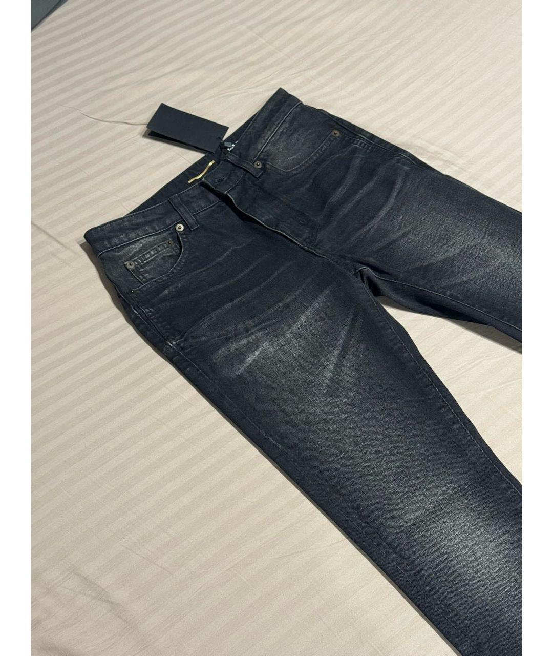 SAINT LAURENT Серые хлопко-эластановые джинсы слим, фото 7