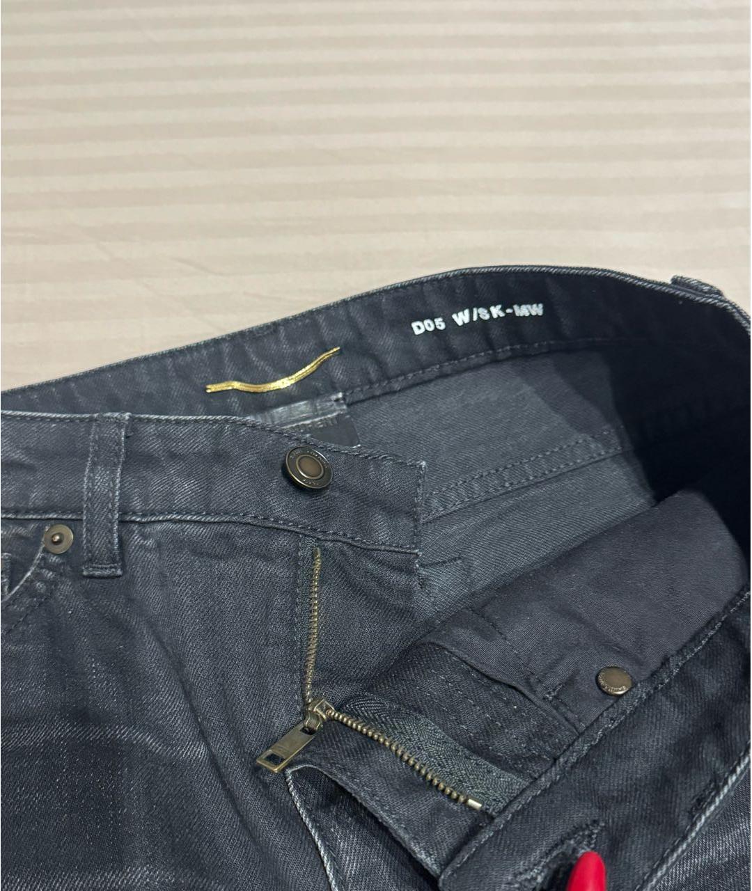 SAINT LAURENT Серые хлопко-эластановые джинсы слим, фото 4