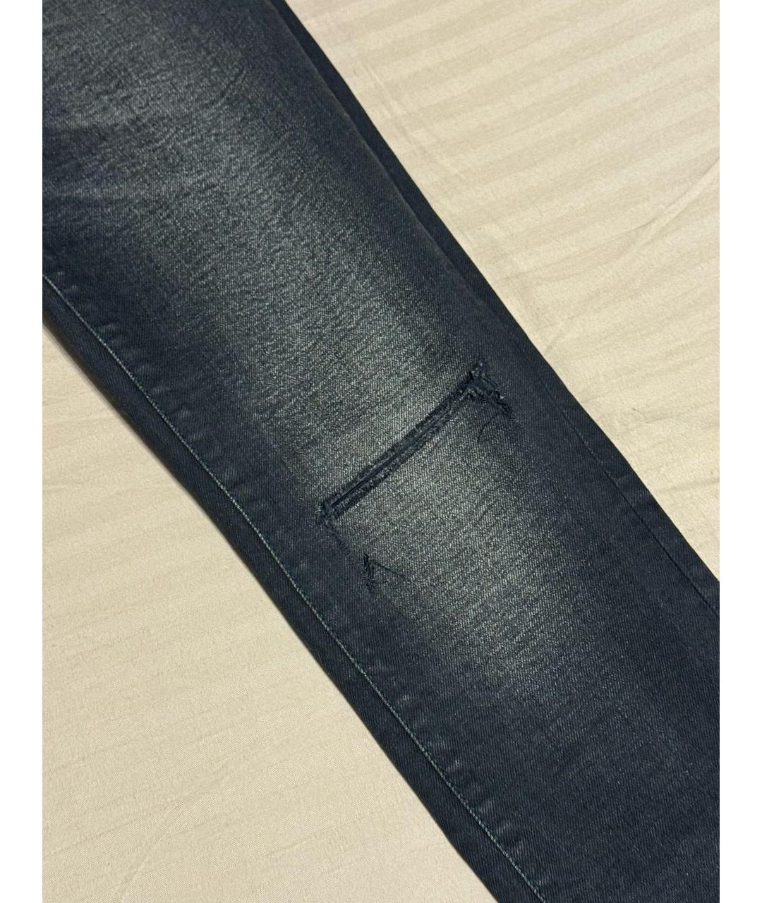 SAINT LAURENT Серые хлопко-эластановые джинсы слим, фото 6