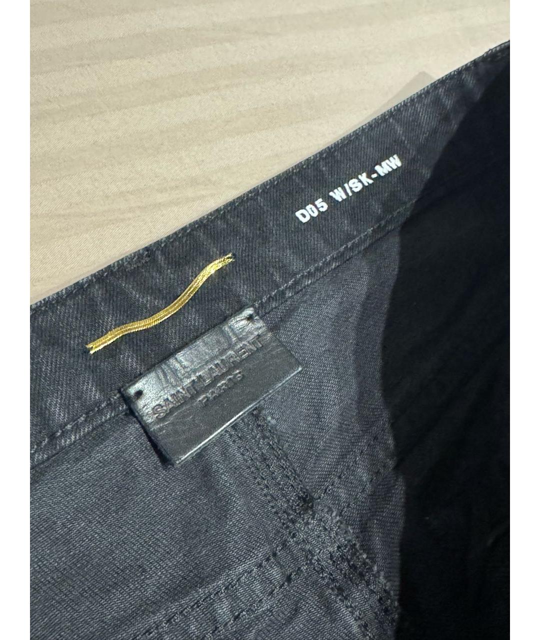 SAINT LAURENT Серые хлопко-эластановые джинсы слим, фото 3