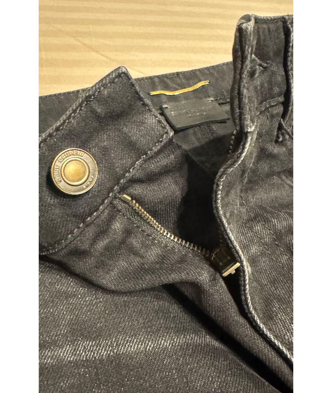 SAINT LAURENT Серые хлопко-эластановые джинсы слим, фото 5