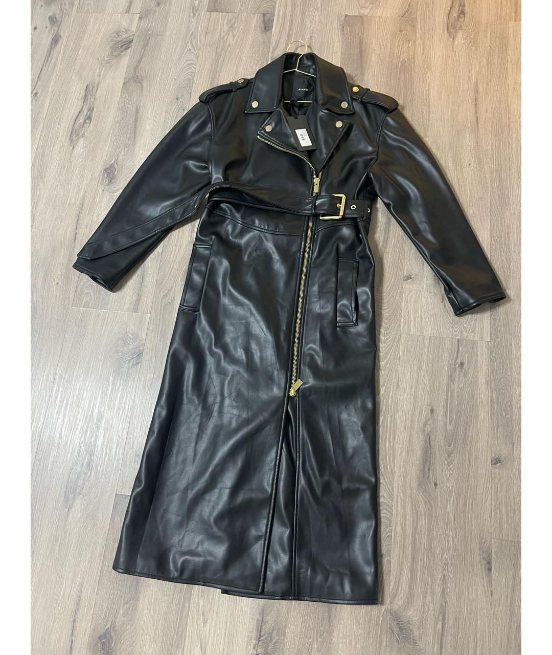 PINKO Черный полиуретановый тренч/плащ, фото 2