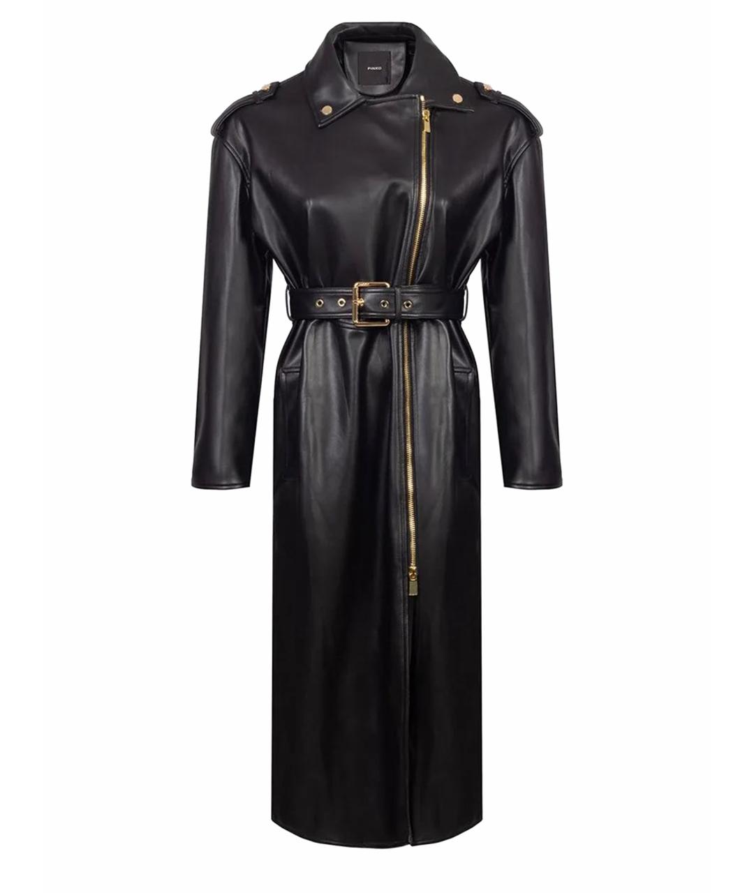 PINKO Черный полиуретановый тренч/плащ, фото 1