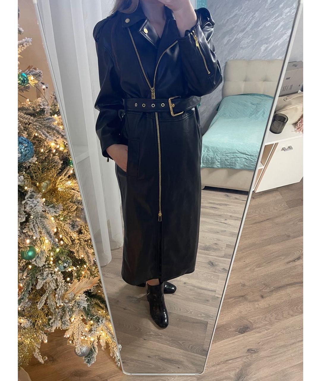 PINKO Черный полиуретановый тренч/плащ, фото 6