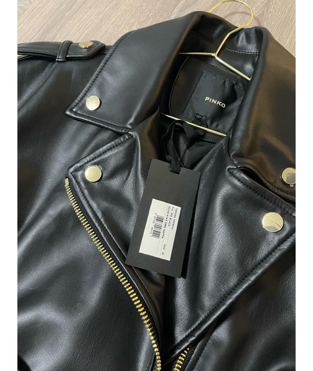 PINKO Черный полиуретановый тренч/плащ, фото 5