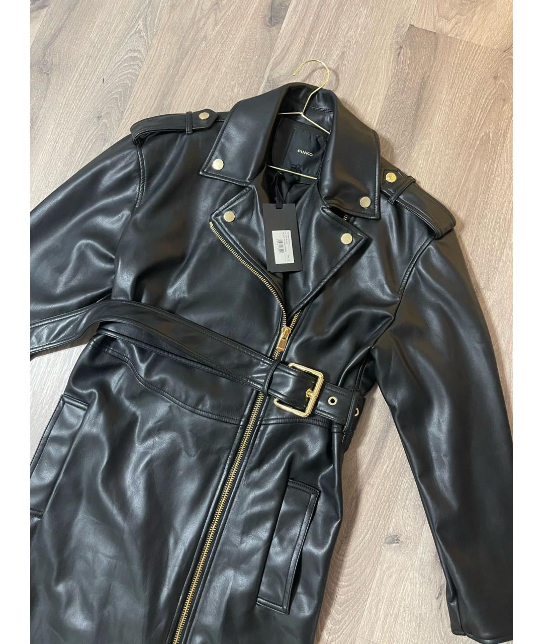 PINKO Черный полиуретановый тренч/плащ, фото 3