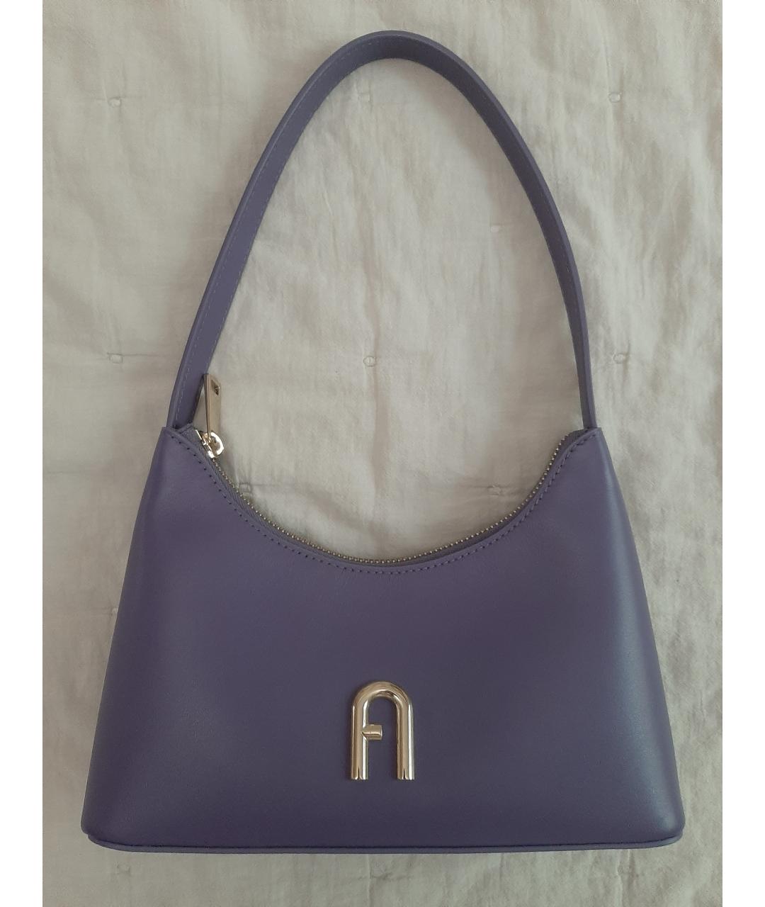 FURLA Фиолетовая кожаная сумка с короткими ручками, фото 5