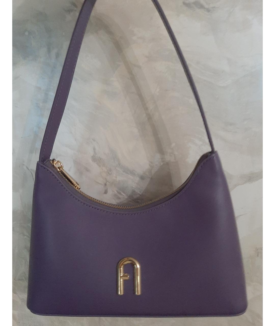 FURLA Фиолетовая кожаная сумка с короткими ручками, фото 4