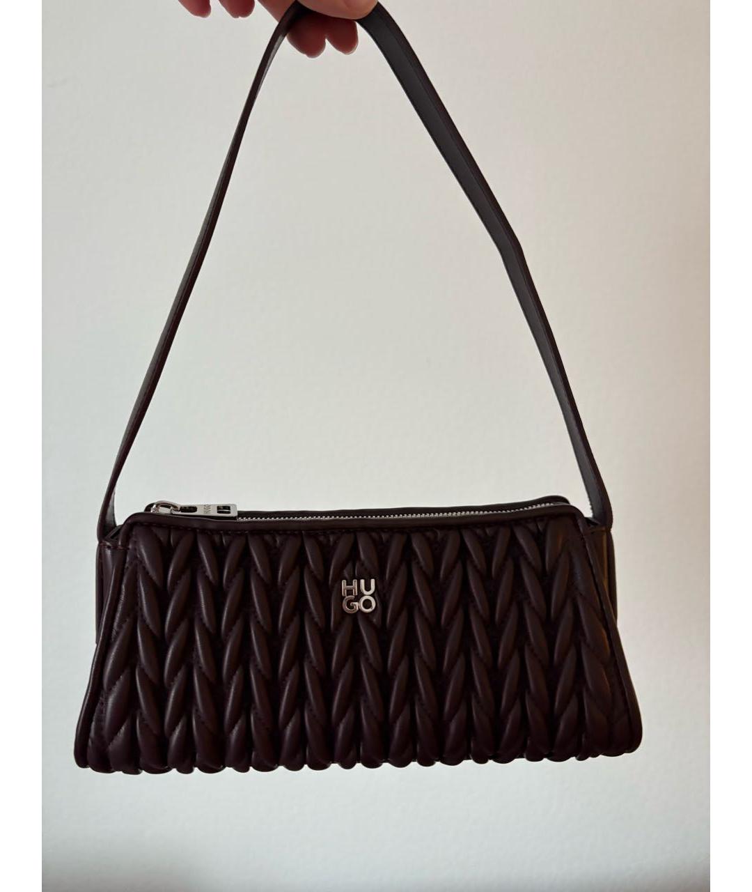 HUGO Бордовая сумка с короткими ручками из искусственной кожи, фото 5