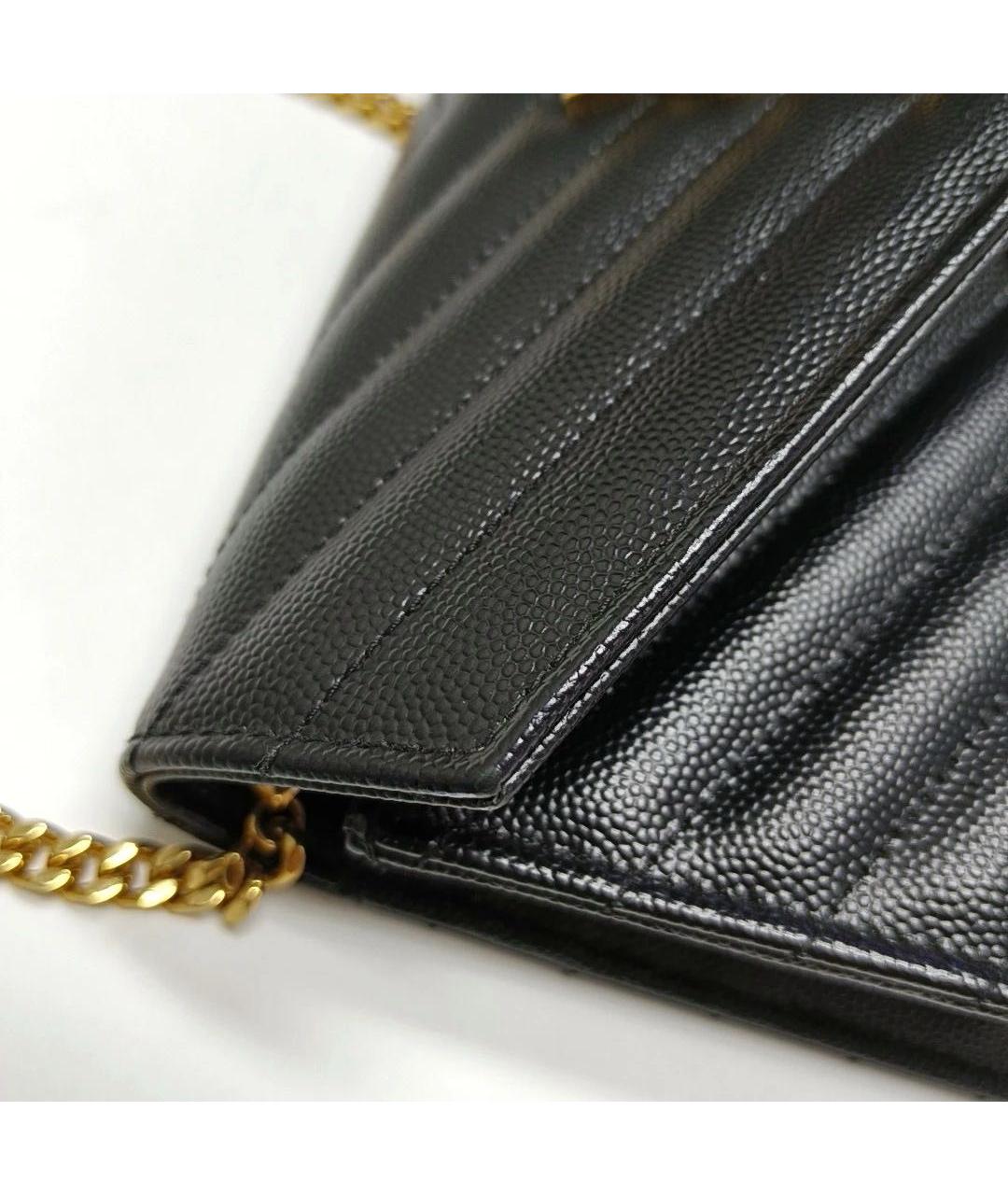 SAINT LAURENT Черная кожаная сумка через плечо, фото 5