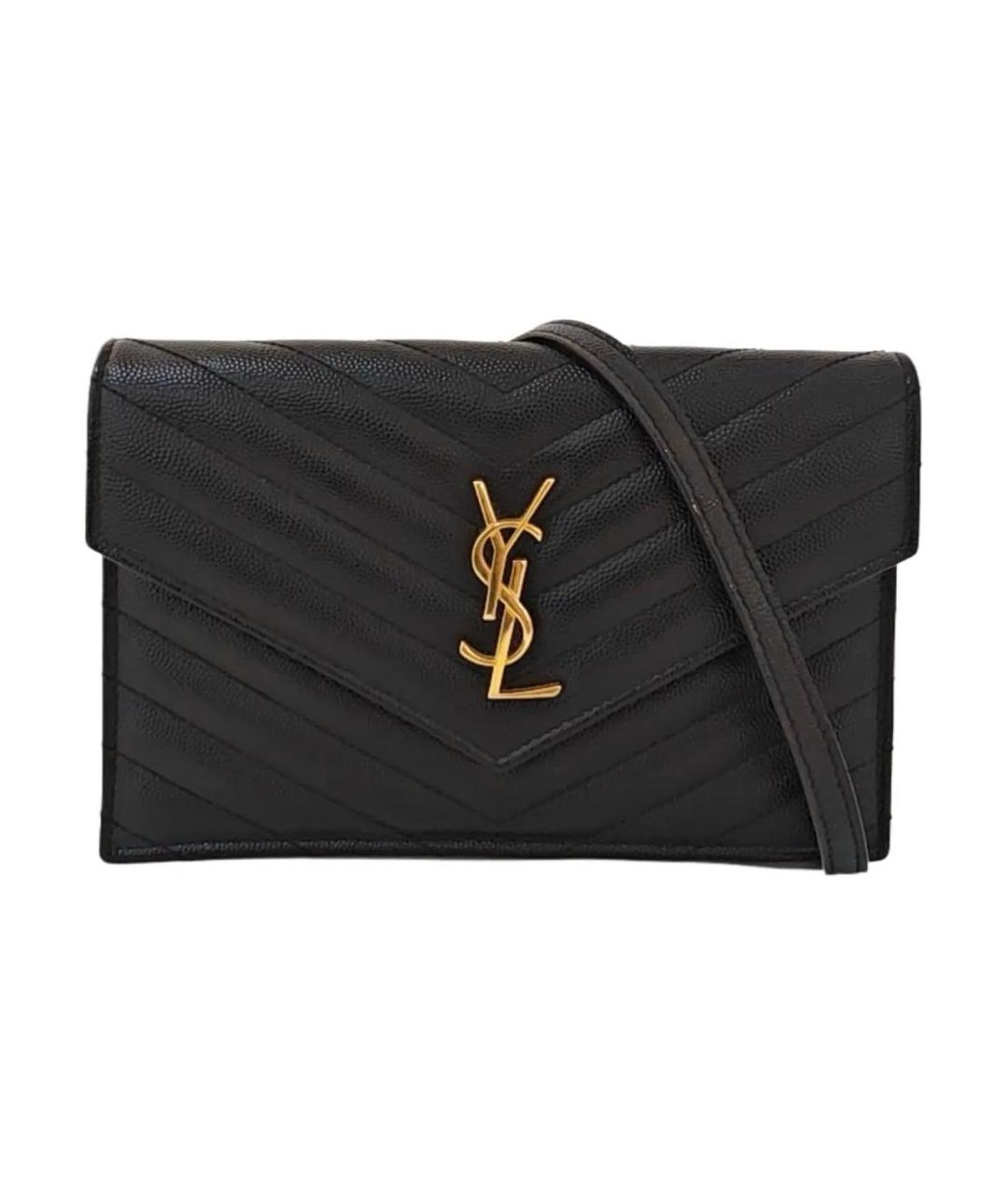 SAINT LAURENT Черная кожаная сумка через плечо, фото 1