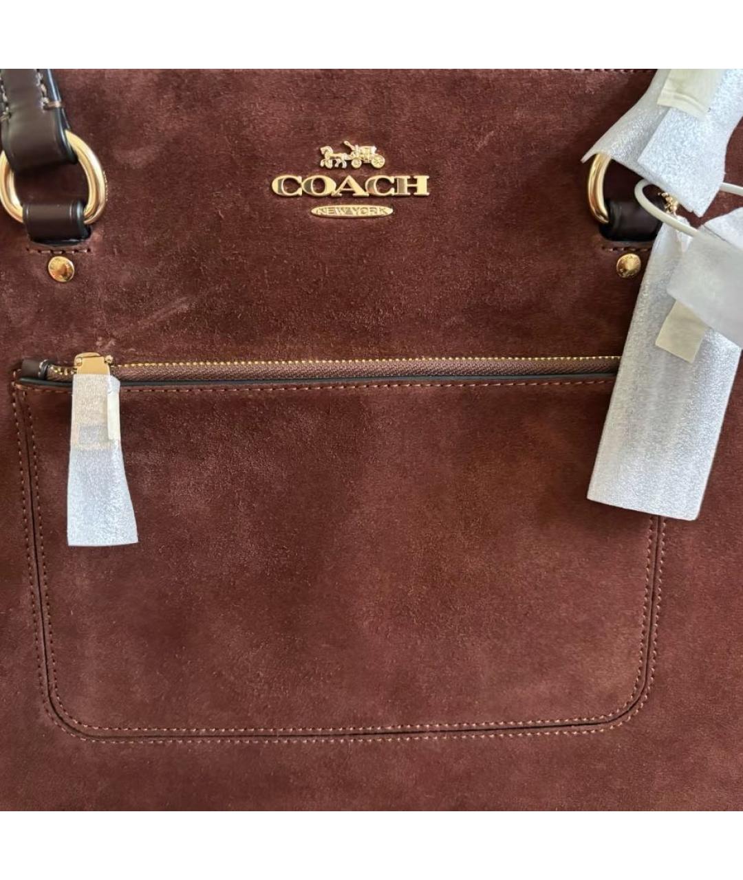 COACH Коричневая замшевая сумка тоут, фото 7