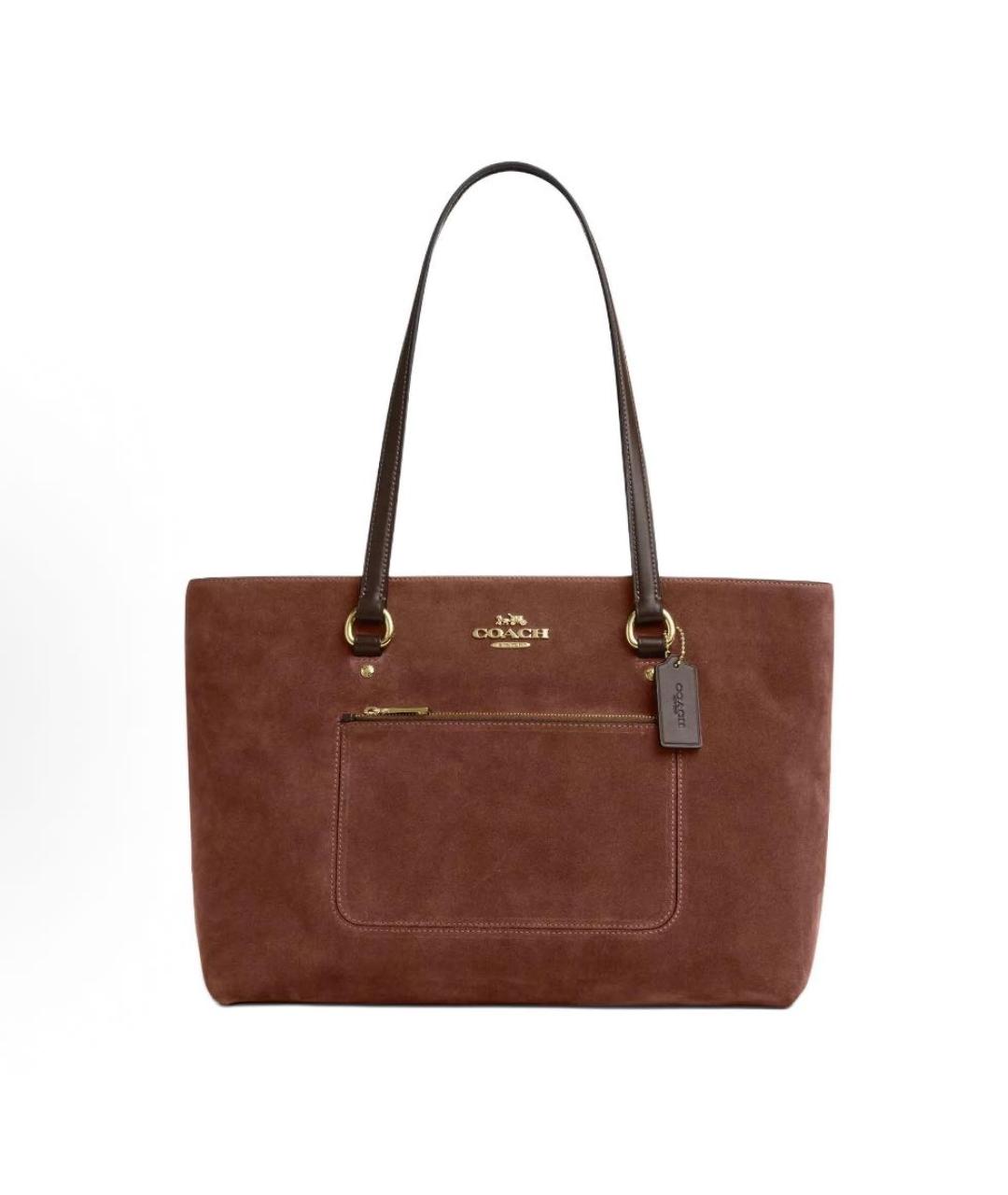 COACH Коричневая замшевая сумка тоут, фото 9