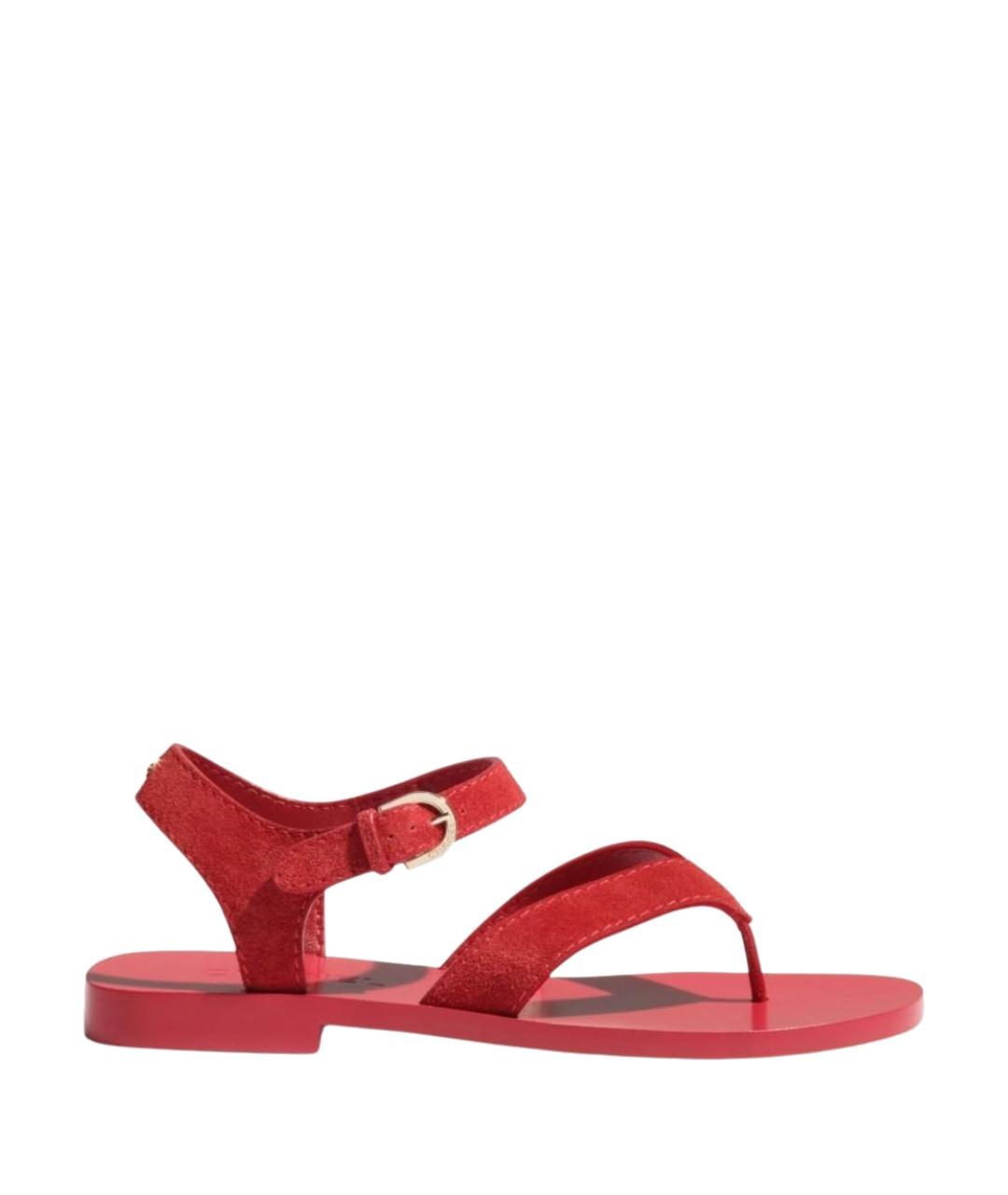 CHANEL Красные замшевые сандалии, фото 1