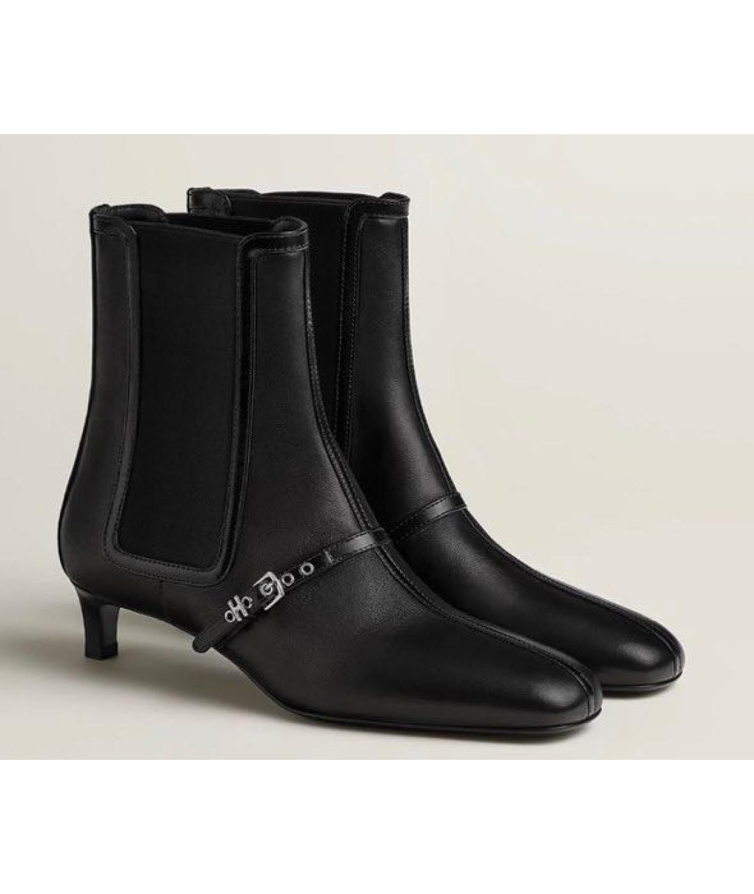HERMES Черные кожаные ботильоны, фото 8