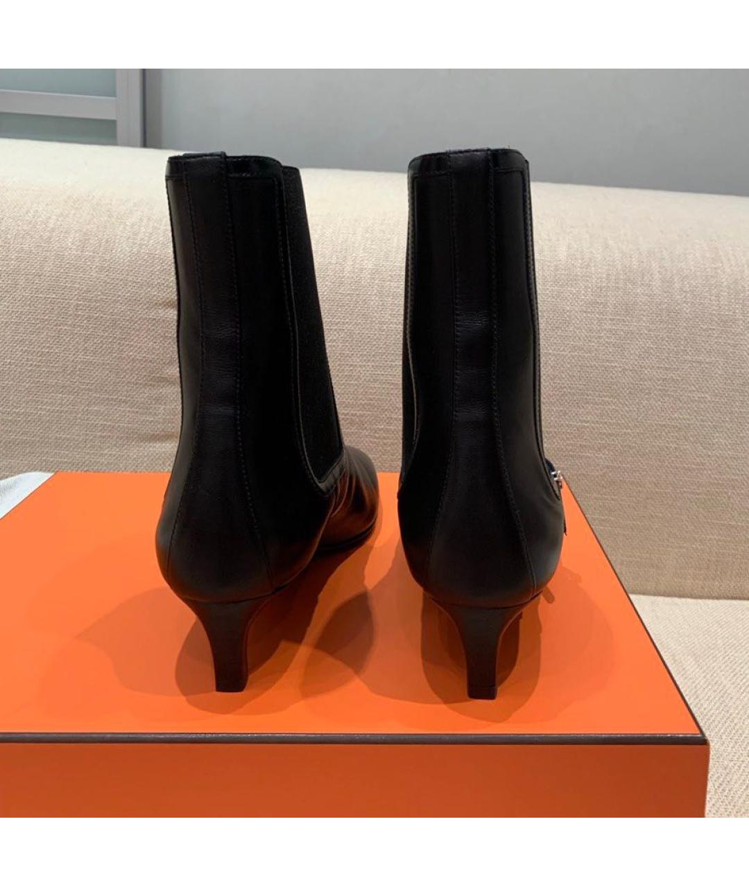 HERMES Черные кожаные ботильоны, фото 5