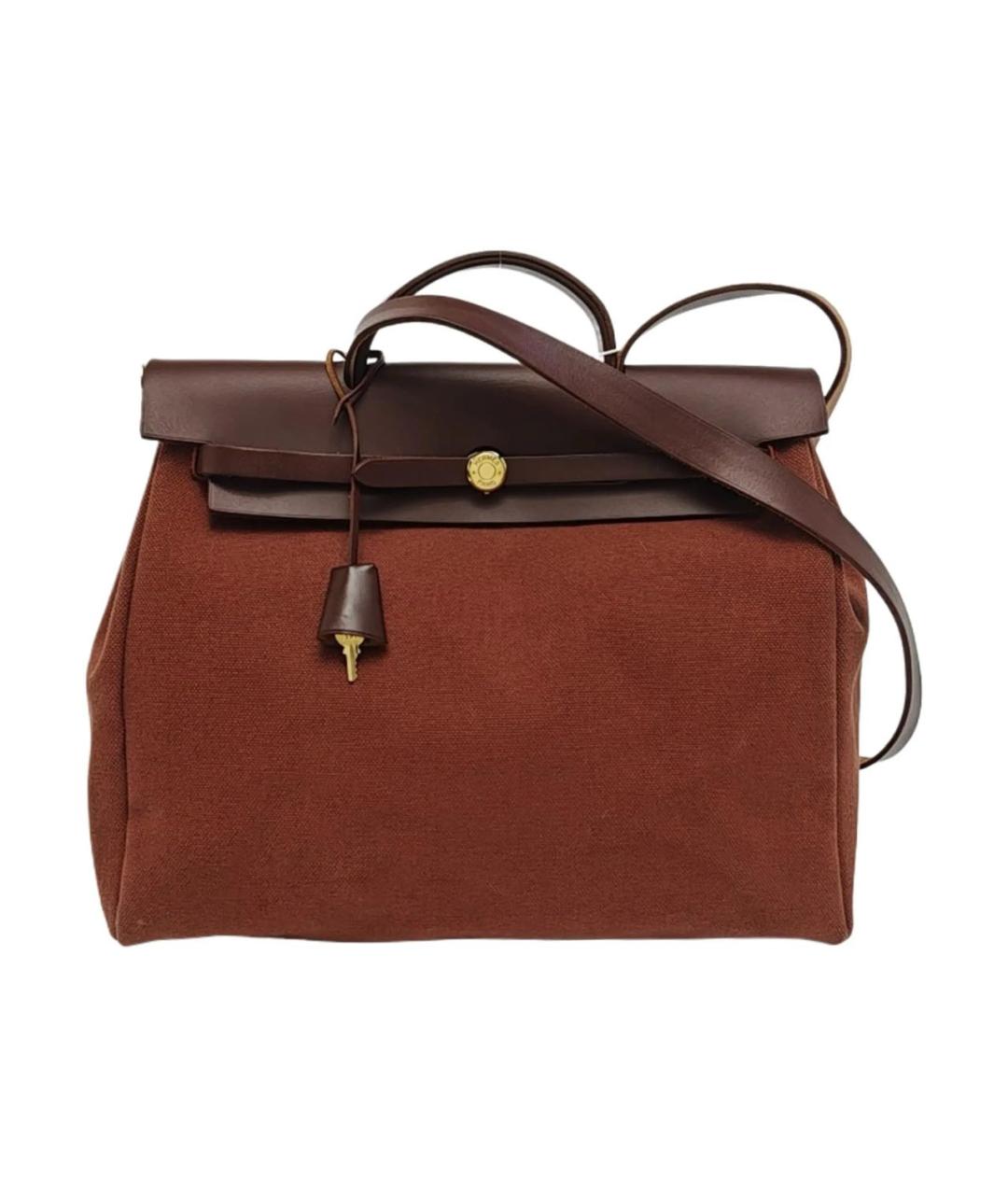 HERMES Бордовая кожаная сумка с короткими ручками, фото 9