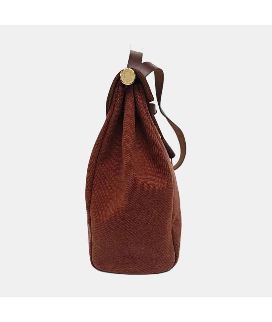 HERMES Бордовая кожаная сумка с короткими ручками, фото 3