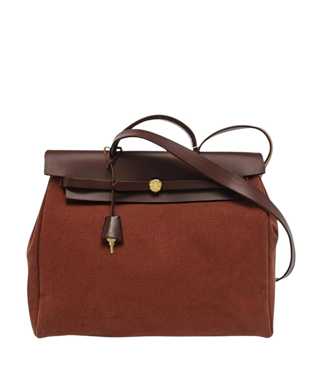 HERMES Бордовая кожаная сумка с короткими ручками, фото 1