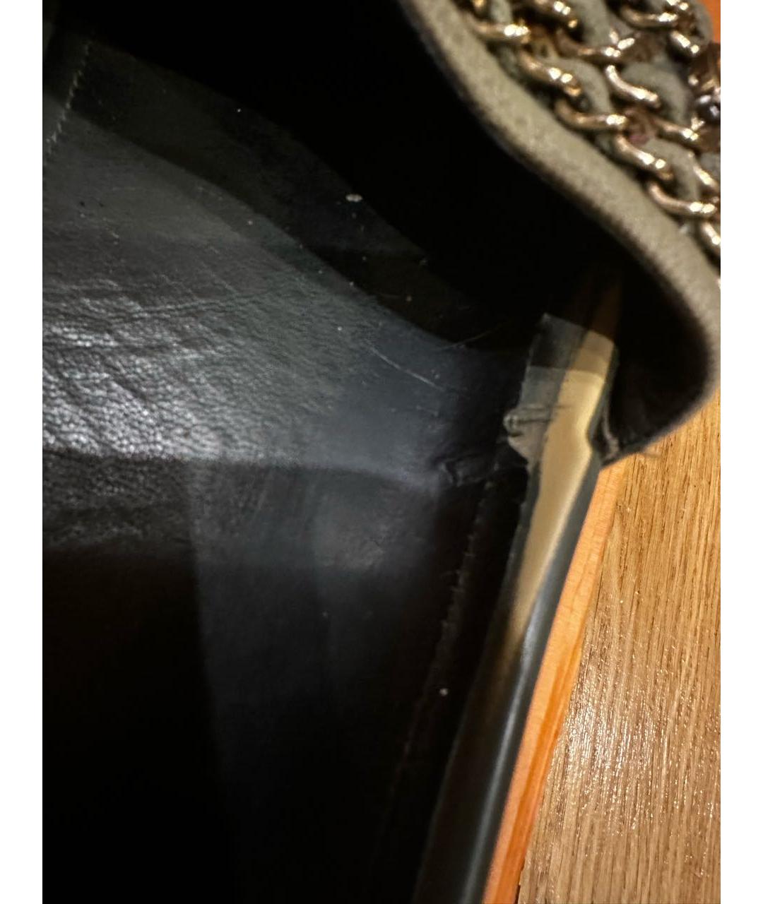 CHANEL Хаки текстильные шлепанцы, фото 6