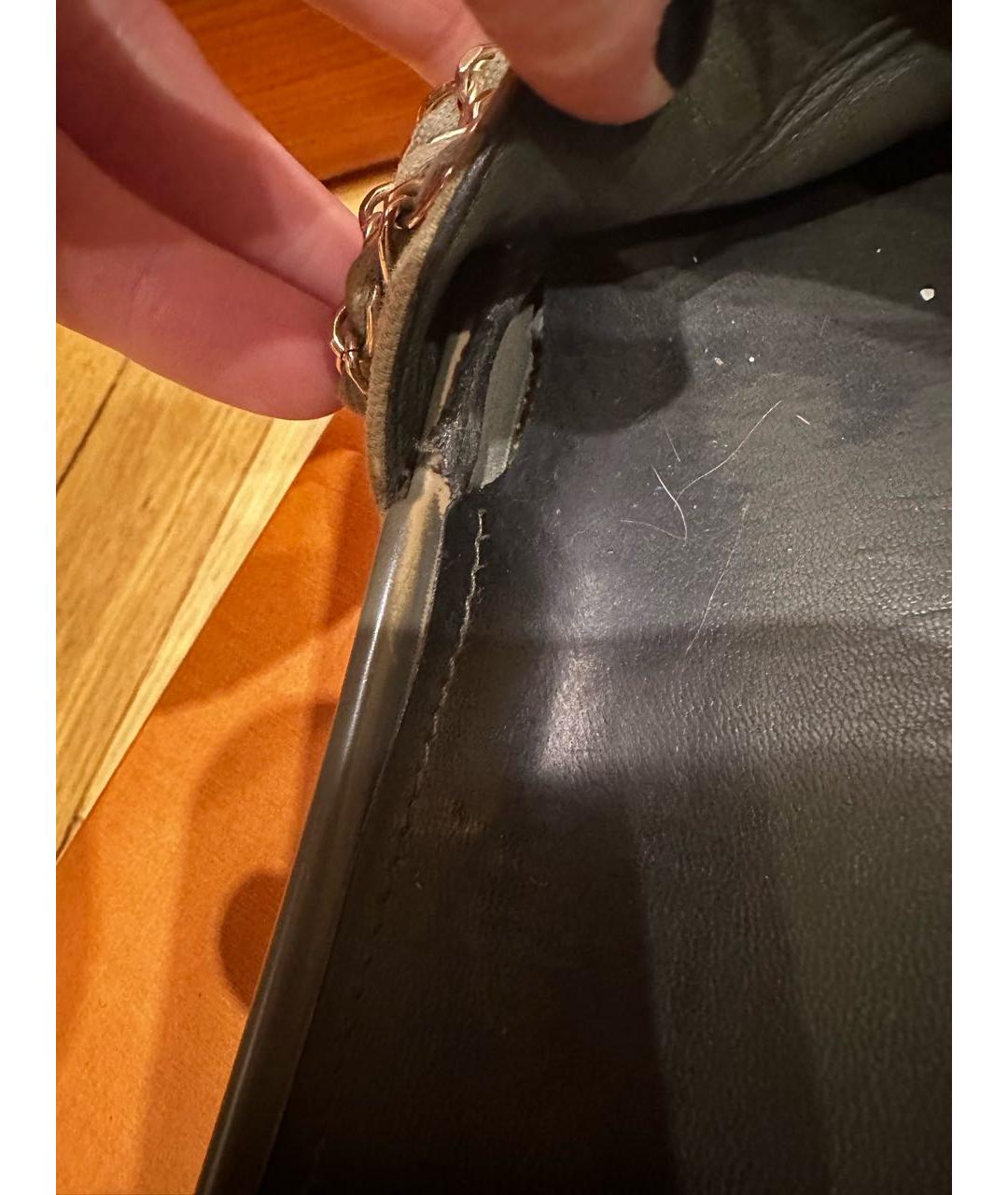 CHANEL Хаки текстильные шлепанцы, фото 5