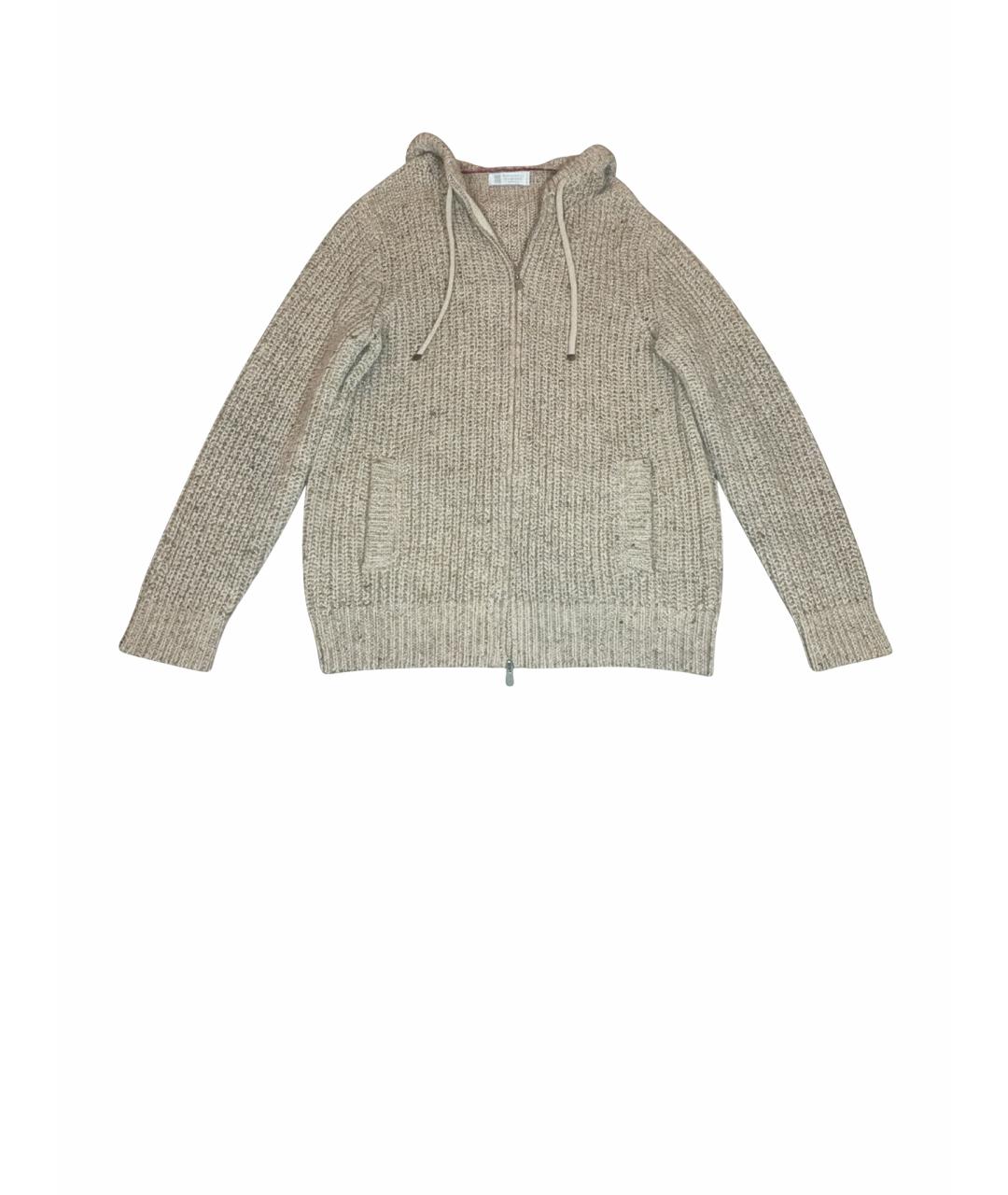 BRUNELLO CUCINELLI Бежевый шерстяной кардиган, фото 1