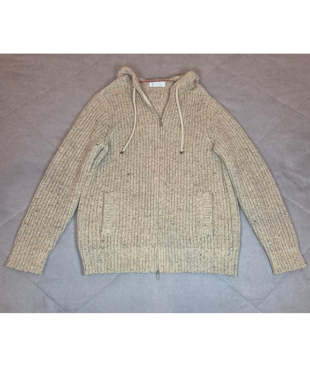 BRUNELLO CUCINELLI Бежевый шерстяной кардиган, фото 6